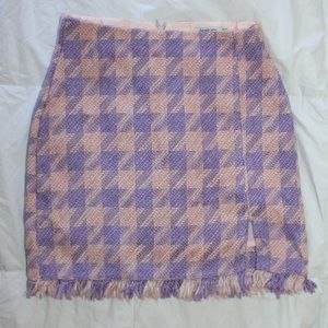 Stradivarius tweed mini skirt in pink check